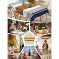 thumbnail image 5 of Modern Brown Blue Table Cloth, Boho Contemporary Geometric Striped Waterproof Tablecloth for Square Tables, Reusable Washable Fabric Table Cover for Restaurant Kitchen Dining Tables 54"x54", 5 of 6