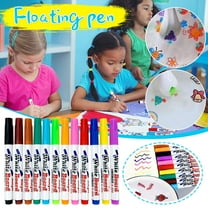 12pcs Water-Based Whiteboard Markers - Erasable Pens in Black/Red/Green/Blue, 10ml Floating Markers for Classroom, Office & Home Writing/Creative Use,Multicolor,4.8in