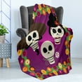 thumbnail image 4 of Hispanic Soft Flannel Fleece Throw Blanket, Traditional Sugar Skulls with Mexican Folk Items and Flowers Cartoon, Cozy Plush for Indoor and Outdoor Use, 50" x 70", Multicolor, by Ambesonne, 4 of 5