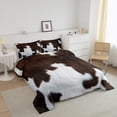 thumbnail image 3 of Cow Print Comforter Set Queen Size, Highland Cattle Cowhide Printed Ultra Soft Duvet Set, Western Farm Cowboy Pattern All Season Down Alternative with 2 Pillowcases, Brown White, 3 of 7