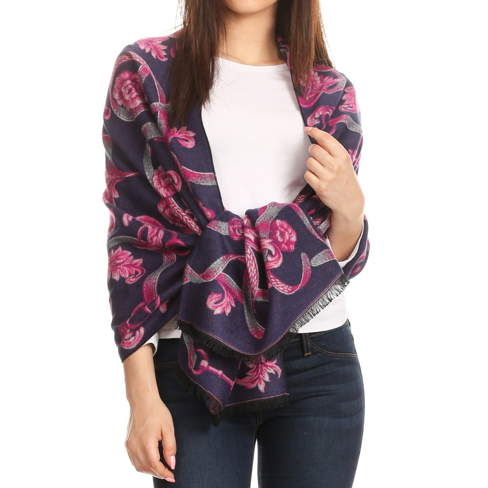 Sakkas Adele Floral Ornate Soft and Warm Pashmina Shawl Scarf Vegan