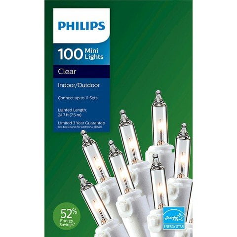 3 Open Strands Remain Lit PHILIPS 100 Clear Mini String Lights White Wire 1 NIB 