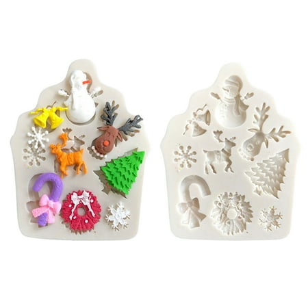 

MageCrux Silicone Christmas Tree Elk Snowman Snowflake Cutter Mold DIY Baking Cake Decor