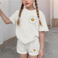 thumbnail image 4 of Tween Girls’ Summer Outfit, Big Kids’ Short Sleeve T-Shirt and Shorts Two-Piece Casual Set White 7-8Years, 4 of 7