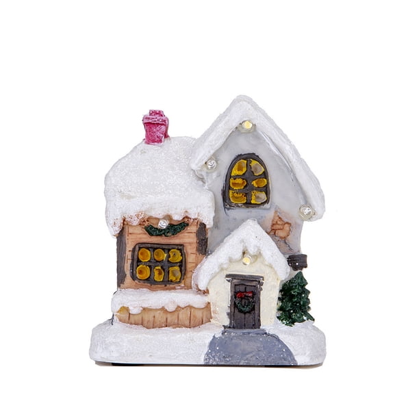 Moyic Navidad LED nieve casa escena fiesta paisaje miniatura luminosa cabina niños brillante pueblo pasillo Patio cocina estantería Kits de decoración para fiestas Tipo 1 Moyic HA068928-01B
