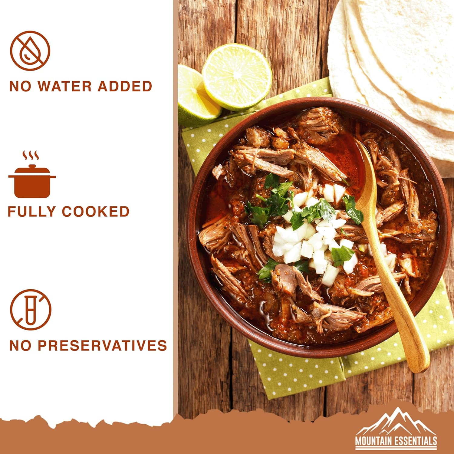 (Pack of 1) MOUNTAIN ESSENTIALS All Natural Fully Cooked Ready to Eat Canned Beef 28 Oz Gluten Free | No Carbs | No Water Added | No Artificial Ingredients