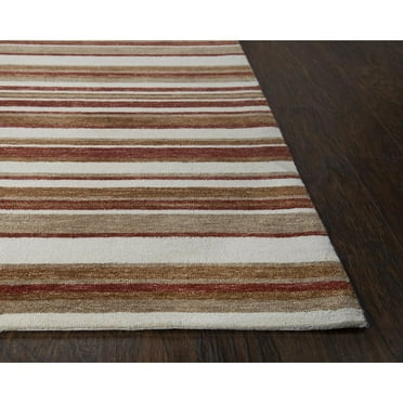 Alora Decor Bermuda 7'6"x9'6" Stripe Rust/Ivory/Beige Hand-Tufted Area Rug