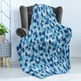 thumbnail image 4 of Puzzle Pattern Soft Flannel Fleece Throw Blanket, Monochrome Abstract Geometric Art with Separate Pieces, Cozy Plush for Indoor and Outdoor Use, 70" x 90", Blue Night Blue and Baby Blue, by Ambesonne, 4 of 5