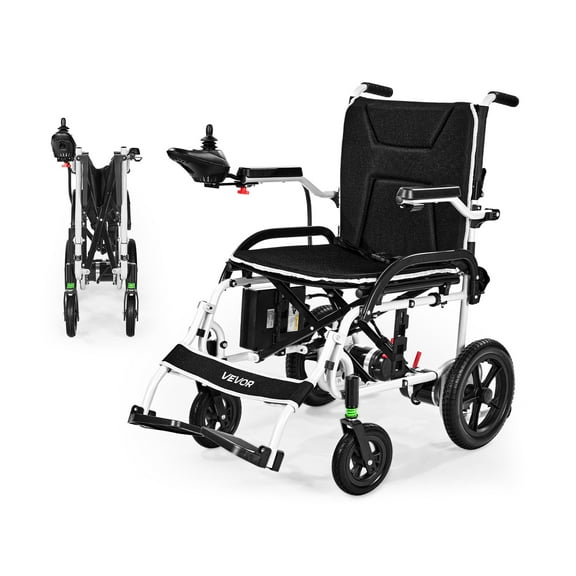 VEVOR Electric Wheelchair for Adults, 220lbs Capacity, Foldable & Lightweight Motorized Wheelchair, 12-Mile Long Travel Range, All-Terrain Powered Chair, Portable for Seniors & Disabled