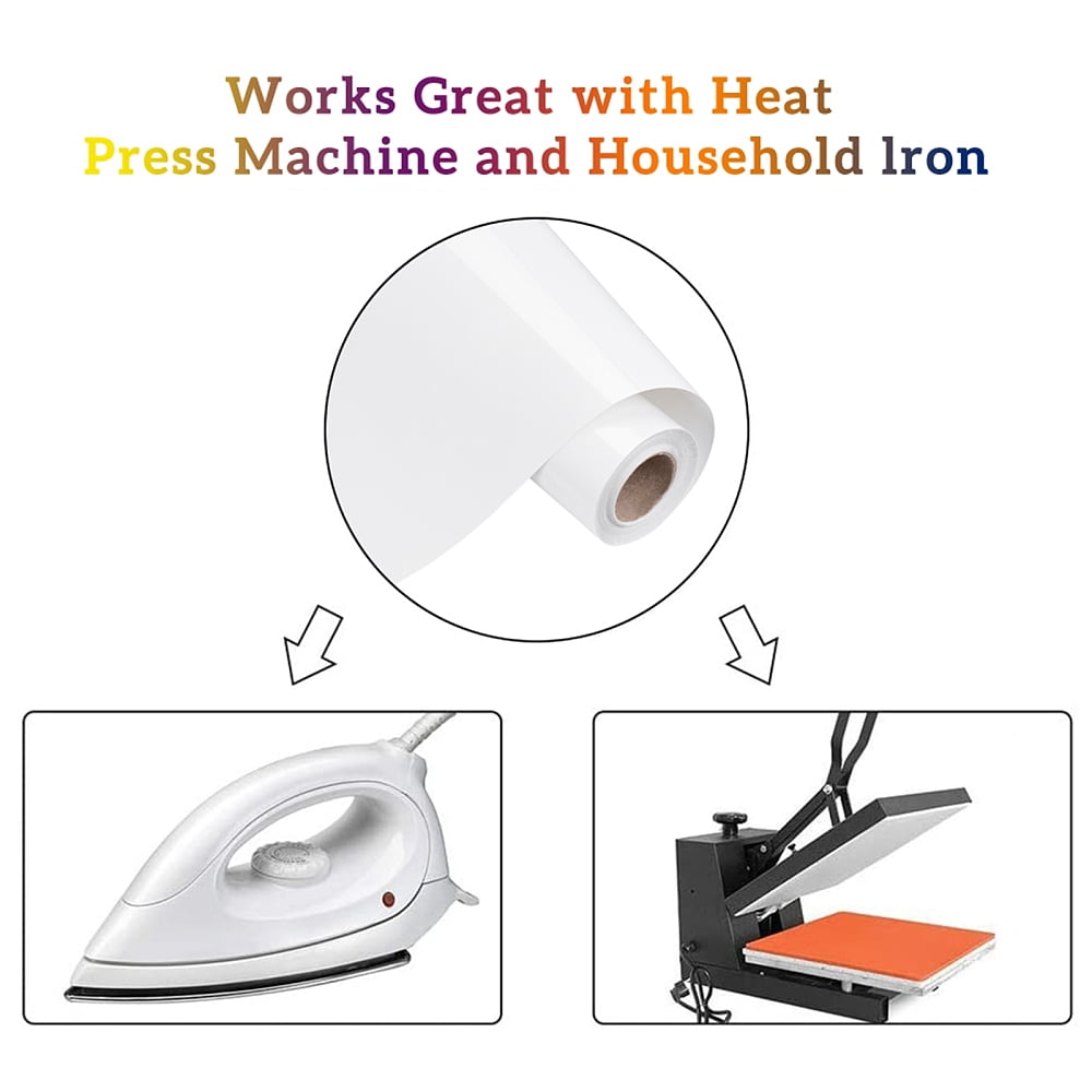 1 Roll Heat Transfer Vinyl Sheets Iron On Vinyl for T-Shirt Clothes Fabric Decoration White 30cm about 5m/roll