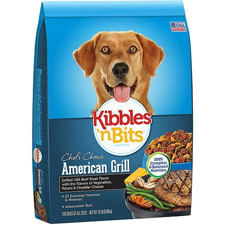 Kibbles 'n Bits American Grill Grilled USA Beef Steak Flavor Dry Dog Food, 15-Pound