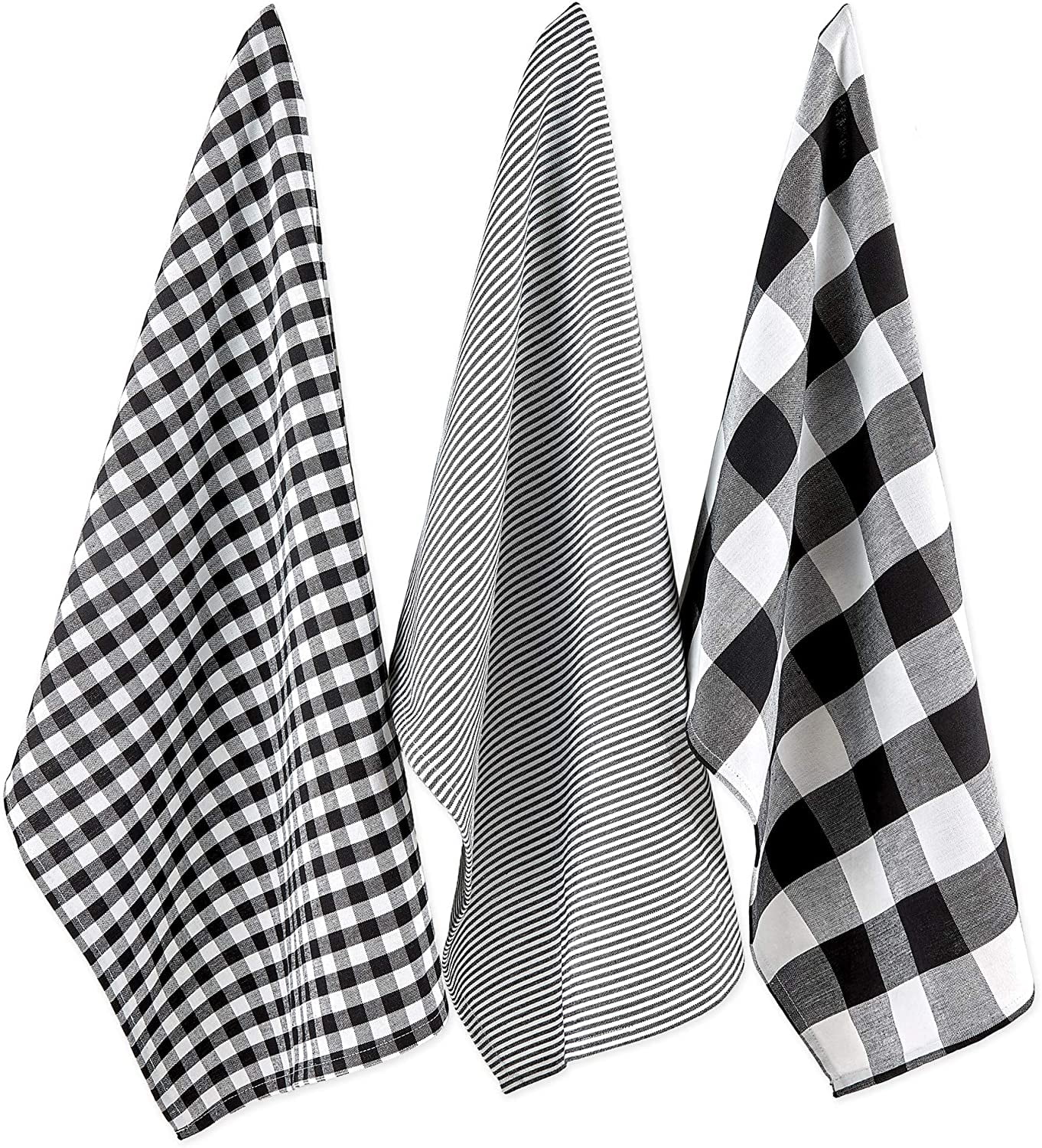DII Gingham Check Table Top & Kitchen Collection Classic Design 100% Cotton Napkin Set Machine Washable for Family Dinners Black/White 4 Piece,5283 Special Occasions and Everyday Use 