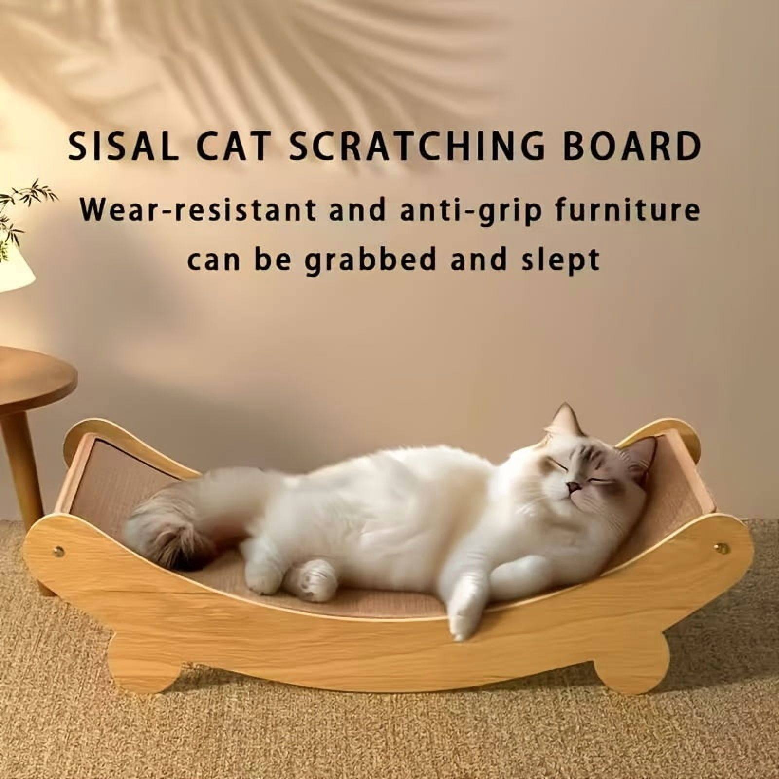 Vertical Sisal Cat Scratching Post & Bed with Multi-Surface Scratcher - Heavy-Duty Cat Tree for Sofa & Chairs, Furniture for Kittens and Cats, Space-Saving Design