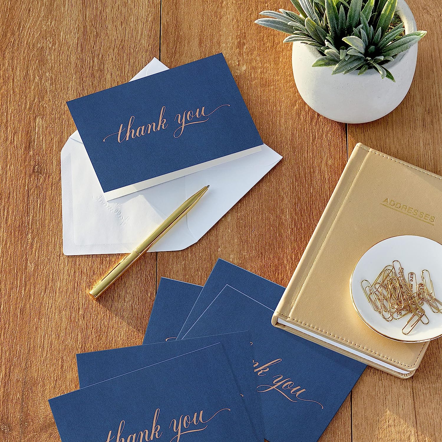 Pack of Thank You Cards, Elegant Silver Foil (40 Notes with Envelopes)