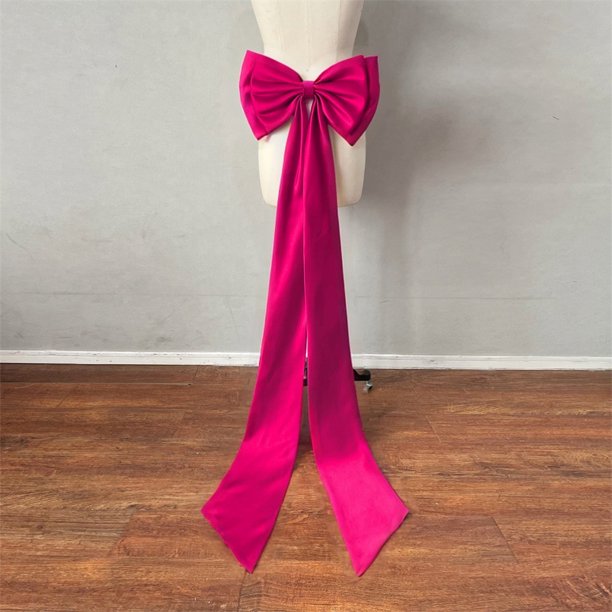 Scheam Wedding Dress Ribbon Bow,Large Satin Bow Belt with Long  Tail,Removable Sweep Train Waist Sash Belt,Elegant Bride Dresses Bow  Decorations,for Wedding Birthday Prom Party - Hot Pink - Walmart Business  Supplies