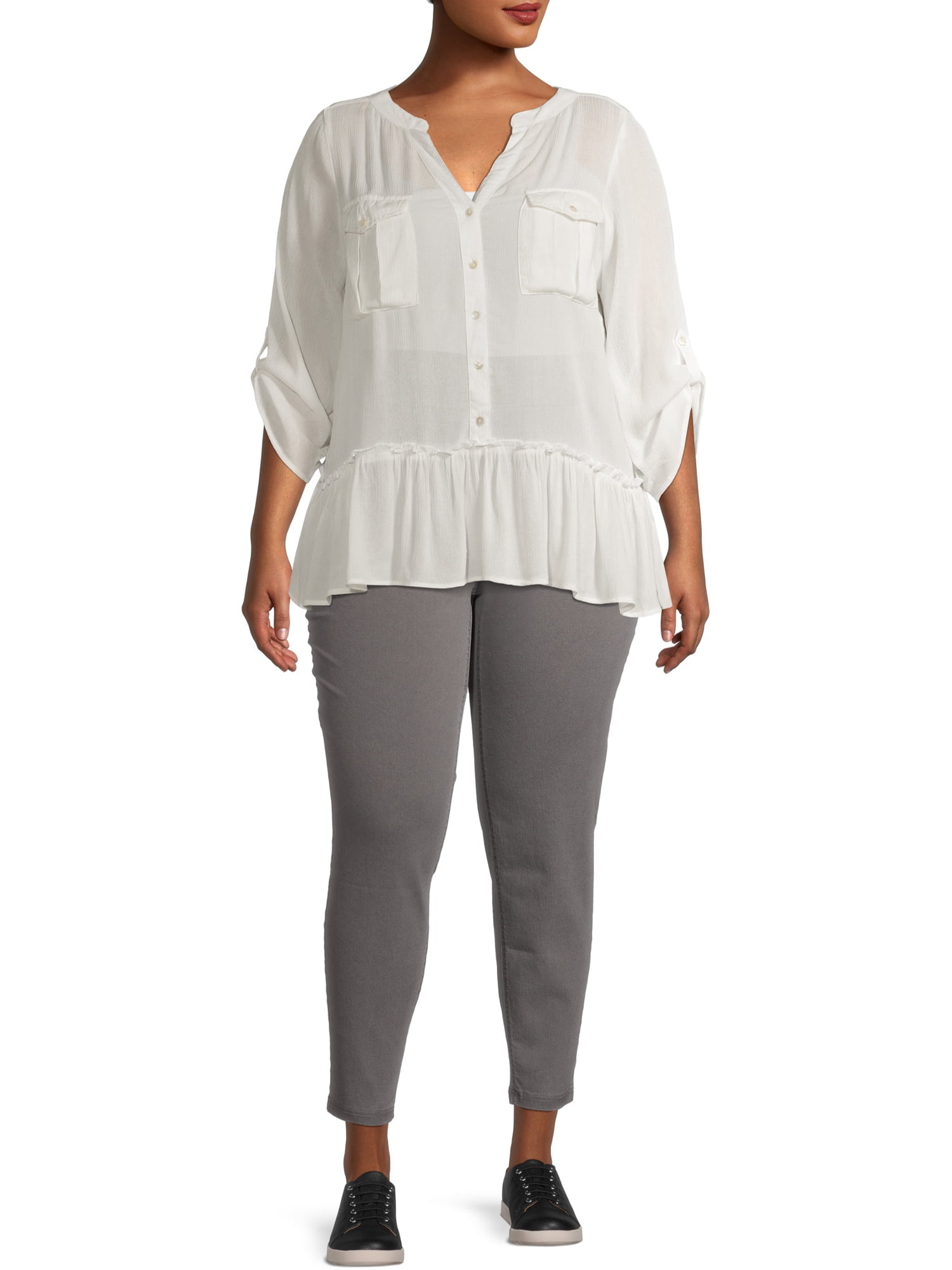 Terra & Sky Women's Plus Size Tummy Control Jeggings