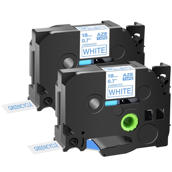 GREENCYCLE 2PK Compatible for Brother P-touch Blue on White 18mm 8m TZ TZE TZe-243 TZ-243 TZe243 TZ243 Laminated Label Tape