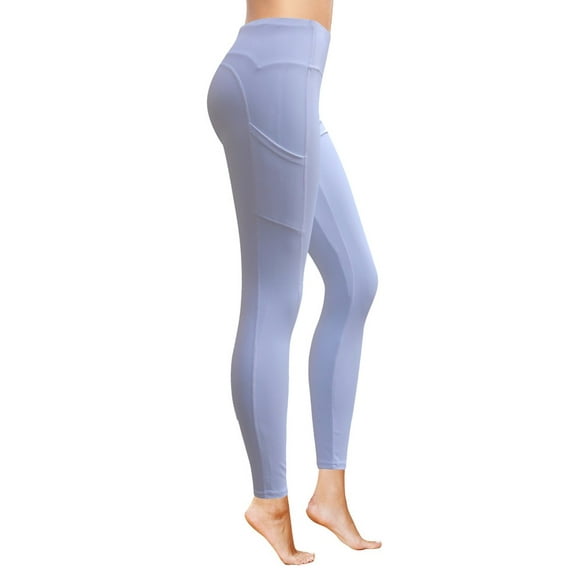 Comfy Leggings - High Waist Yoga Pants Workout Leggings - Ankle Length Leggings for Women with Pockets, Tummy Control Soft Pants Workout Leggings - White Full Length - S