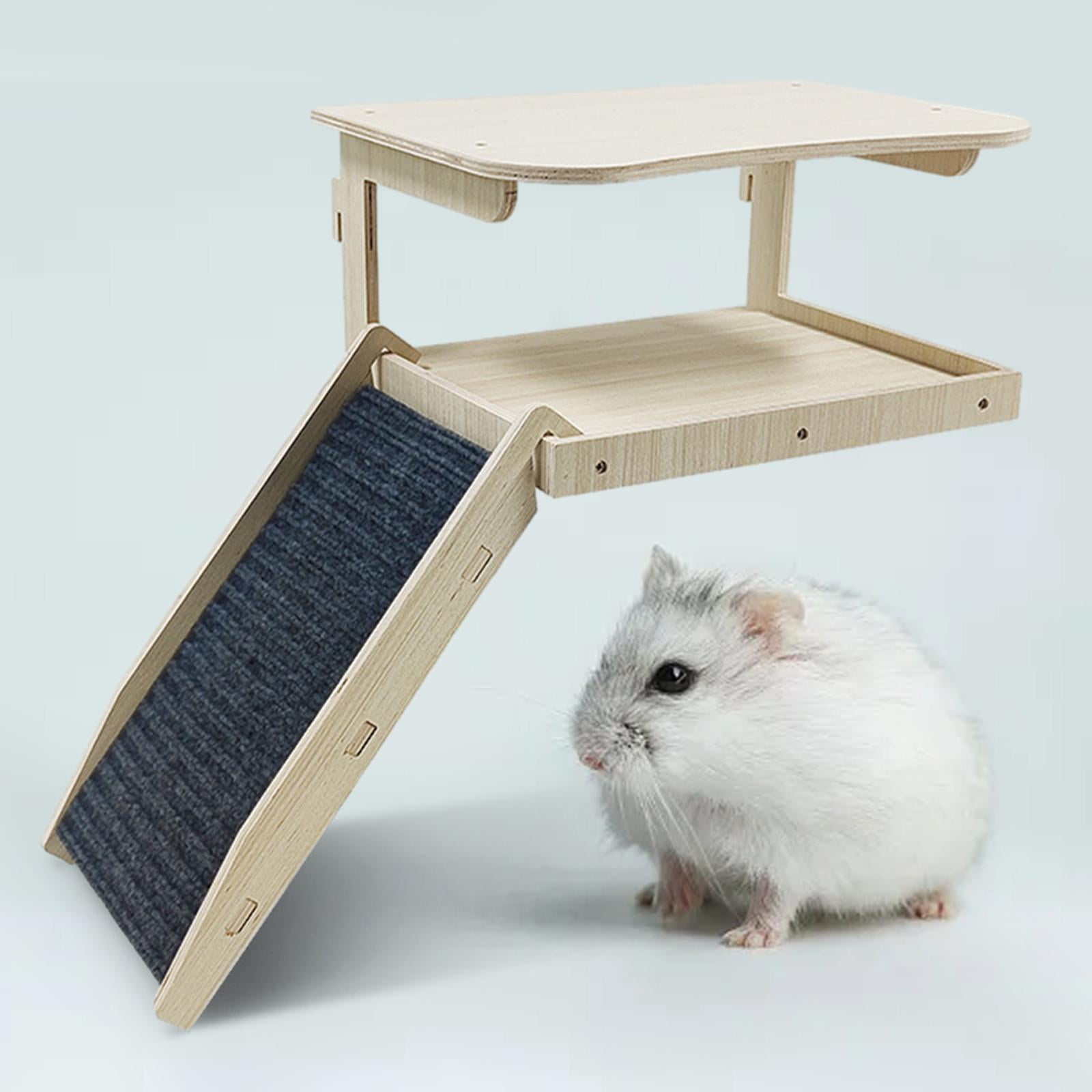 Guinea Pigs Hammock with Platform Guinea Pig House Wooden Playing Small Pets Accessories Durable Hiding Hanging Habitats Castle for Piggies