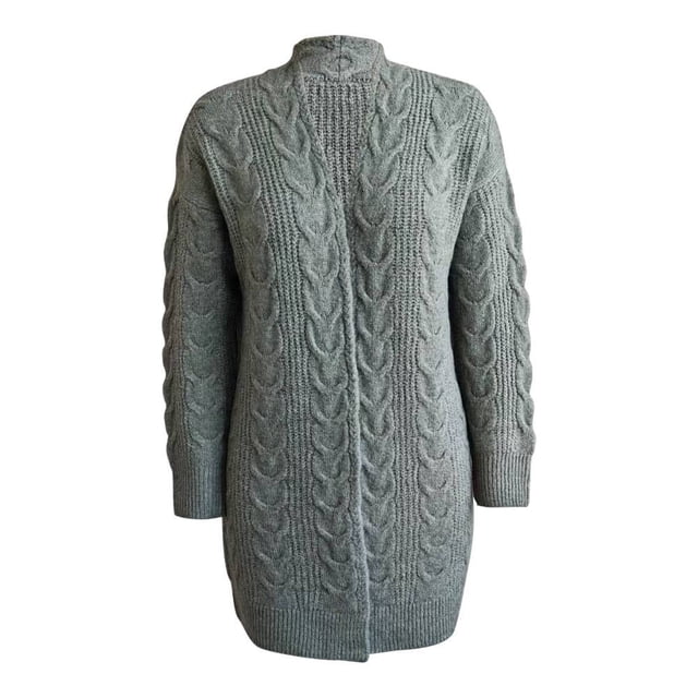 Suéter George para Mujer, con Texturta de Trenzado, Abierto, Largo Verde Talla M