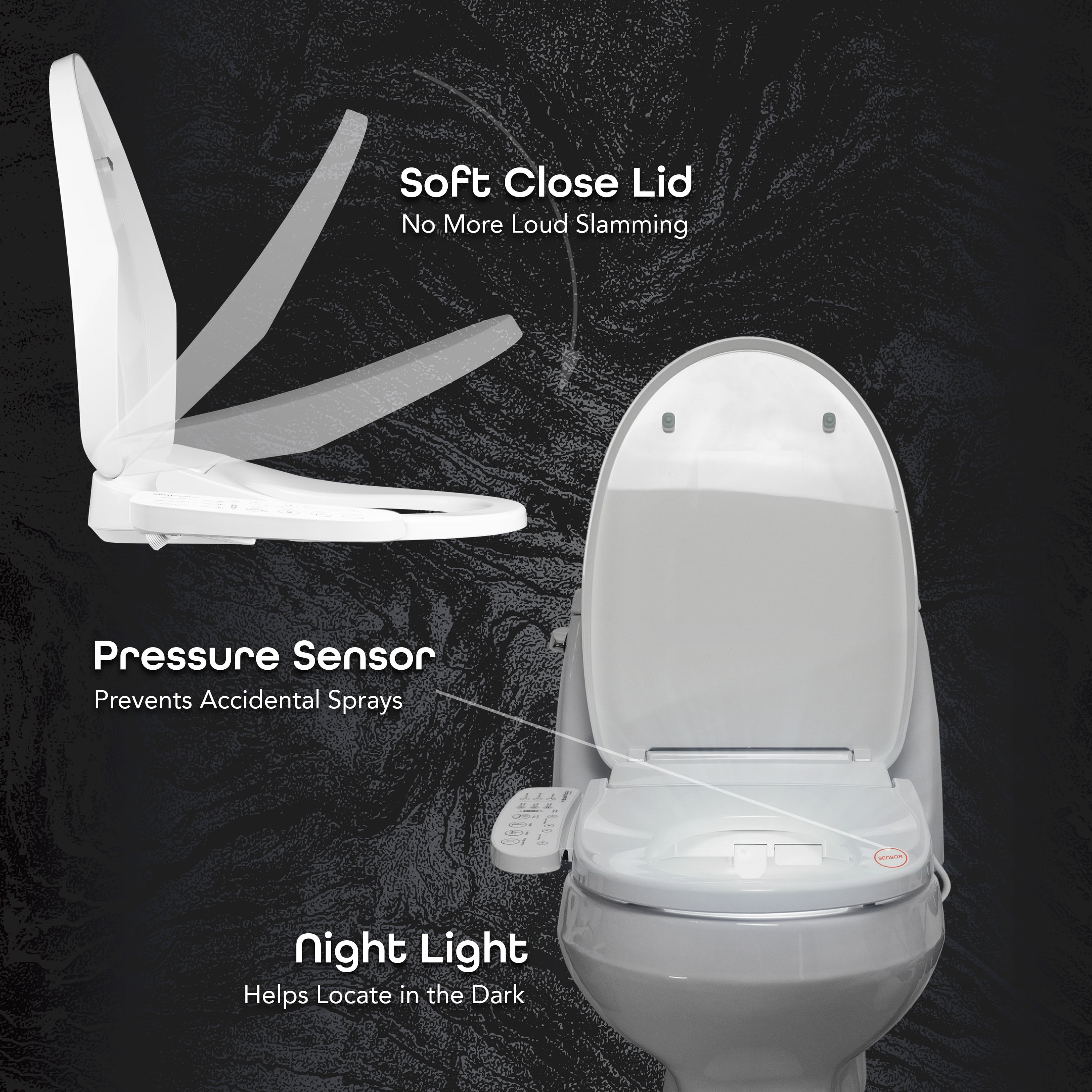BidetMate 3000 Series Smart Toilet Seat with Bidet Adjustable & Self-Cleaning Heated Bidet