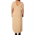 thumbnail image 5 of Asxite Plus Size Summer Dresses for Women Casual Solid Loose Round Neck Short Sleeve Midi Sundress, 5 of 5