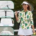 thumbnail image 6 of Uorisanigo Cute Cactus Womens Moisture Wicking Casual Tennis Activewear Comfortable Breathable Athletic Polo Workout Tops Soft 3/4 Sleeve Fashion Outing Wear for Women Size M, 6 of 7