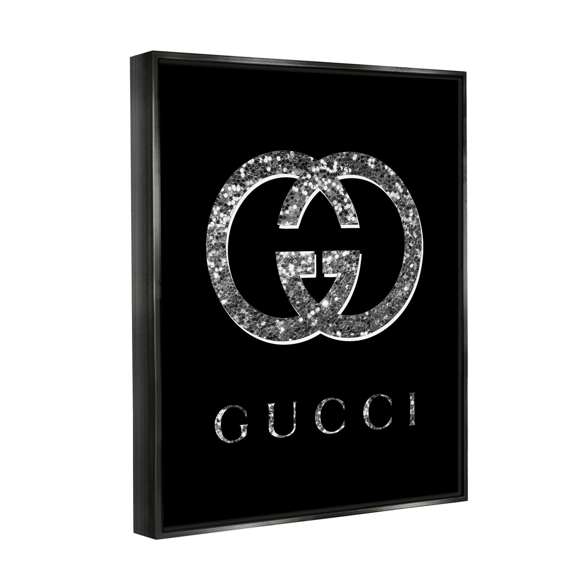 Stupell Industries Black Glam Fashion Symbol Typography Painting Black Floater Framed Art Print Wall Art, 25 x 31
