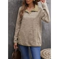 thumbnail image 2 of Chandails en Molleton à Manches Longues pour Femmes Col Quart 1/4 Zip Pull Décontracté Uni avec Poches (S-2TG), 2 of 6