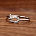 thumbnail image 2 of Bow Jewelry 0.39 Ct Round Brilliant Cut Moissanite Minimal Ring - 14K White Gold Plated Moissanite Ring - Buckle Shape Moissanite Ring - Ring - Daily Wear Moissanite Ring, 2 of 7