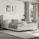 thumbnail image 5 of Senfot bouclé tamaño completo-size marco de cama con forrado cabecero soft low profile sturdy platform rounded corners design heavy duty de madera slats noise-free no necesita colchón base, 5 of 7
