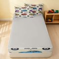 thumbnail image 4 of Erosebridal Cartoon Car Zipper Full Size Comforter Sets with Fitted Sheet and 2 Pillowcases, Trophy Zipper Bedding Set, Cream Multi, Gray Reversible, 4 of 7