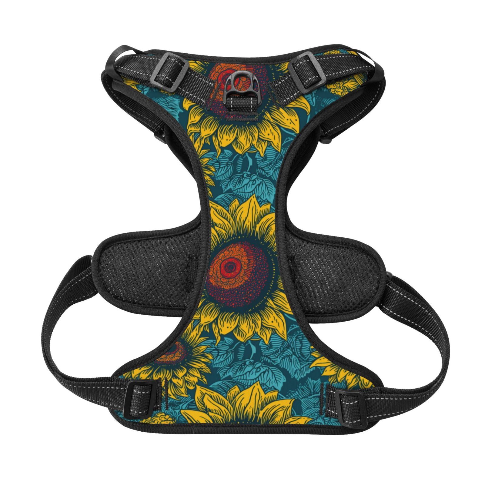 Kdxio Sunflowers Print No Pull Dog Harness Adjustable Reflective Oxford Easy Control Medium Large Dog Harness for Training and Everyday-Small