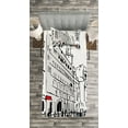 thumbnail image 3 of Ambesonne Urban Quilted Bedspread Set 2 Pcs, Ink Cityscape Street View, Twin Size, Grey Black White, 3 of 3