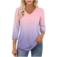 thumbnail image 6 of Bovxnpu 3/4 Length Sleeve Womens Tops, Dressy Casual Blouses Tunic Tops Basic Loose Shirts Summer Outfits Beach Vacation Plus Size Spring Clothes XXXL, 6 of 6