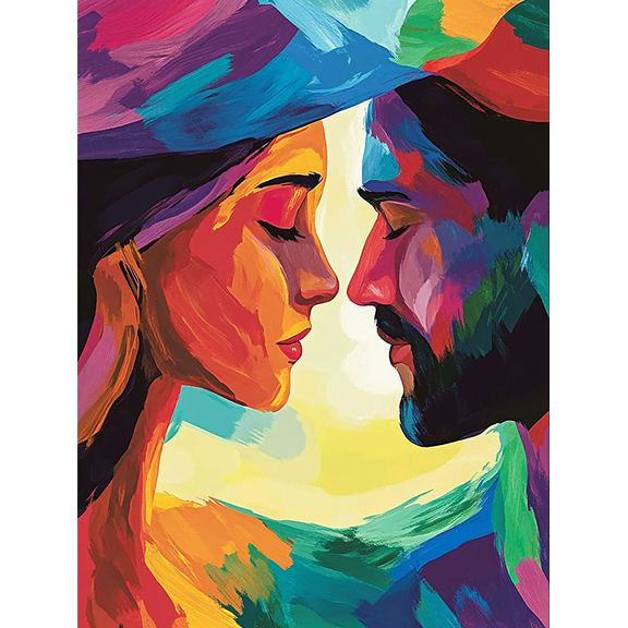 Colorful Couple Abstract Canvas Painting, Perfect for Living Room, Bedroom, Dining Room, Office, and Hallway Decoration.
