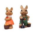 thumbnail image 2 of 2 piezas Estatuas de conejo de Pascua Figuras miniaturas Figuras decoración de la casa Conejitos con cestas, 2 of 9