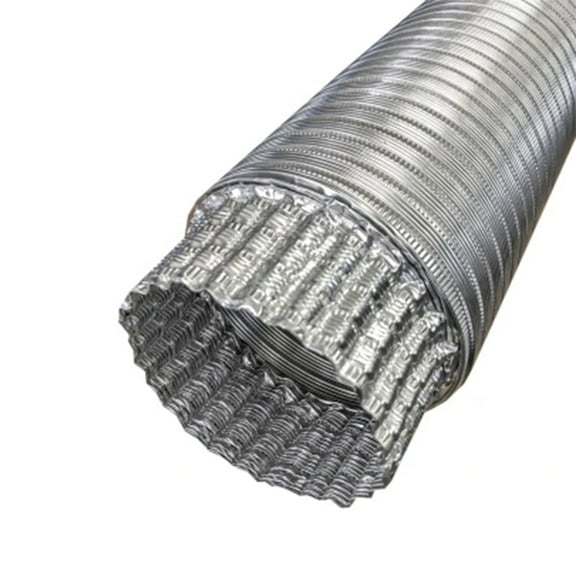 Builder’s Best V320 Semi-Rigid Flexible Aluminum Duct, Crimped/Plain, 4" x 8'