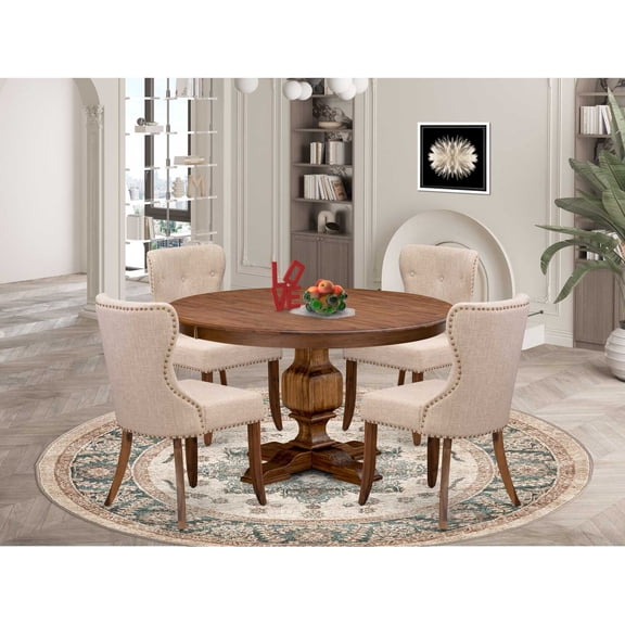 East West Furniture Ferris 5-Piece Dining Room Set in Walnut Finish