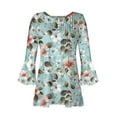 thumbnail image 5 of CYMMPU 3/4 Sleeve Blouses for Women Dressy Casual Summer Fashion Shirts Flower Printed Loose Fit Spring Tunic Tops Button V Neck Flare Sleeve Empire Waist A Line T-Shirts Multicolor S, 5 of 5