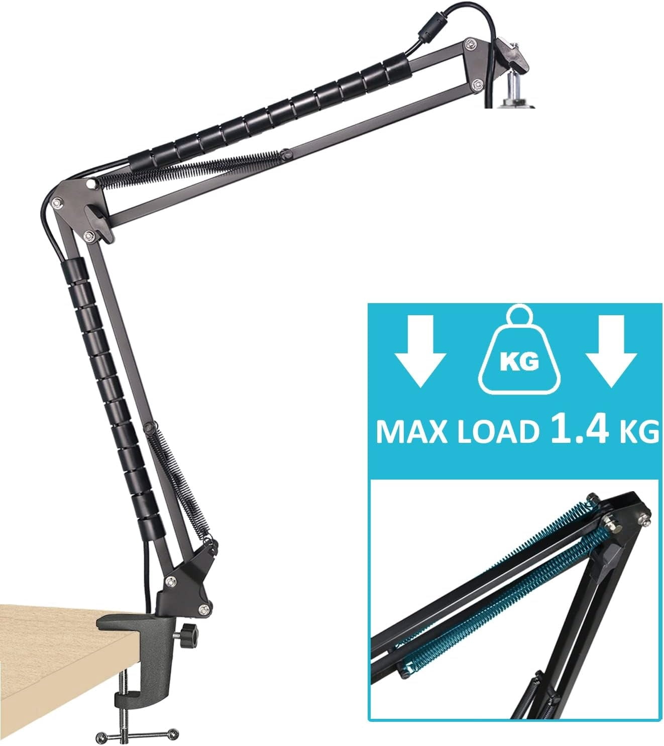 Snowball iCE Mic Boom Arm Microphone Stand with Pop Filter, Compatible with Blue Snowball Ice USB Microphone for Computer with Cable Sleeve by SUNMON
