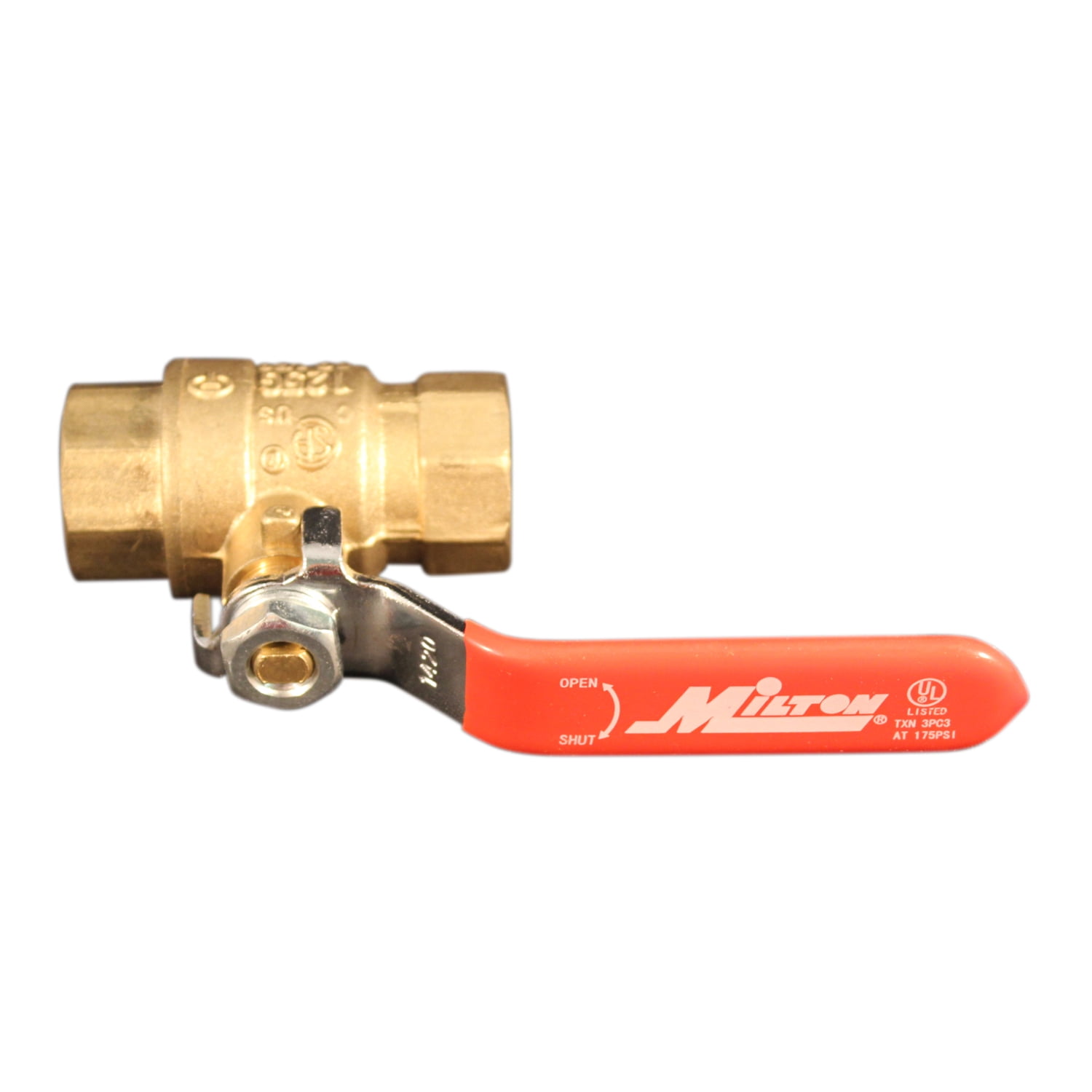 Milton® 1/2-Inch FNPT Brass Ball Valve | 400 PSI Full-Port Air Shut-Off Ball Valve for Compressor Tank & Shop Air System