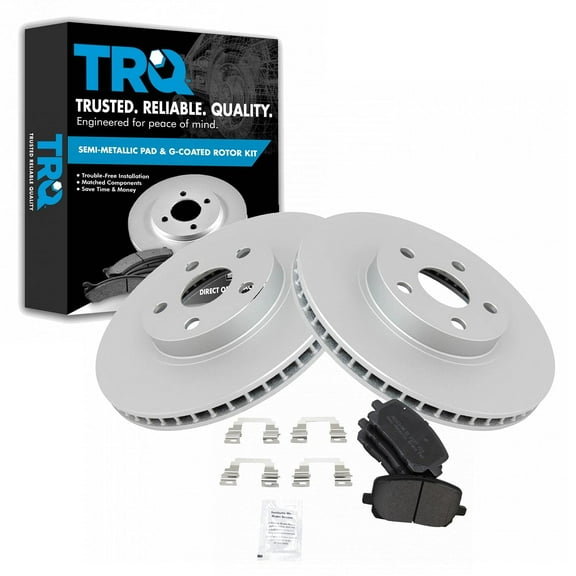 TRQ Front Brake Pad & Rotor Kit Brake Pads Brake Rotor Semi-Metallic Premium G-Coated Fits Select 2003-2008 Pontiac Vibe Toyota Corolla Matrix
