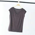 thumbnail image 5 of Fanxing Womens Summer V Neck T Shirts Loose Fitting Cap Short Sleeve Basic Tees Gray,XL, 5 of 5