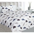 thumbnail image 2 of Juego de sábanas de 3 piezas TWIN para niños, niñas y niños, sábana plana, sábana ajustable y funda de almohada, dinosaurio blanco multicolor, fácil de lavar, 2 of 3