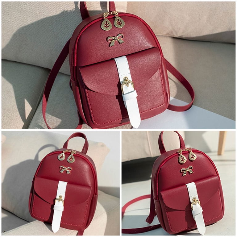 affordable pu mini backpack Cute Graceful PU Leather Leaf Hollow Mini Backpack Small School Bags  Bagpack Shoulder Bag BLACK