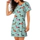thumbnail image 2 of Balery Christmas Dachshund Camisón de manga corta con cuello redondo para mujer, cómodo y elegante., 2 of 6
