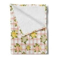 thumbnail image 2 of Shabby Flora Soft Flannel Fleece Blanket, Flower Inspired Vector Illustration of Roses with Leaves Art Print, Cozy Plush for Indoor and Outdoor Use, 60" x 80", Coral and Olive Green, by Ambesonne, 2 of 5