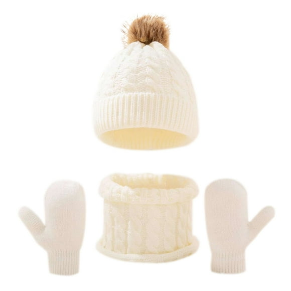 Kcodviy Winter Kids Hat Scarf Hat Gloves Set Men Glove Set Knit Fleece Scarf Hat Set Women Lined Neck Warmer Mittens Scarf Hat Gloves Set for Toddler Boys Girls