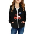 thumbnail image 2 of Ulitacool Spring Coats For Girls Long Sleeve Girls Winter Hooded Jacket With Fire Truck Print Zip Up Coats For Kids Outerwear School Outdoor Play Soft Playsuit Black 4-5 Years, 2 of 4